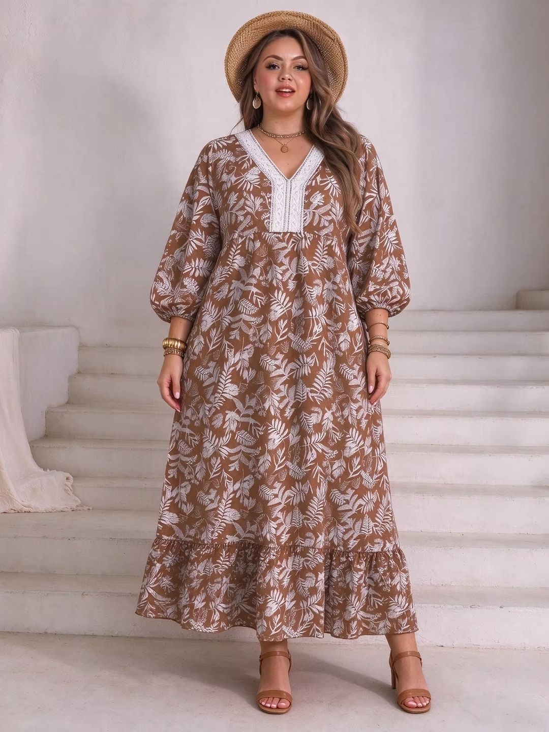 Boho Summer Beach Maxi Dress - فستان ماكسي نسائي بمقاسات كبيرة، بتصميم