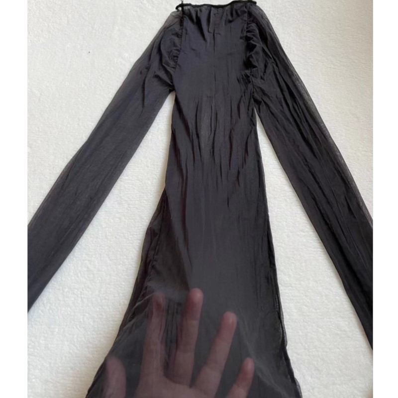 Sexy Mesh Sheer Bodycon Dress - ملابس داخلية شفافة مثيرة وناعمة، فستان