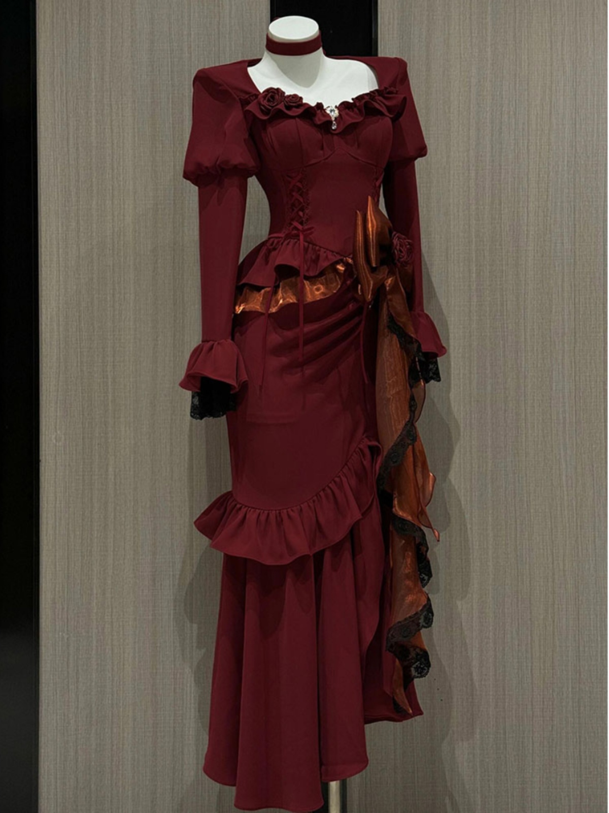 فستان ربيعي أحمر عتيق للنساء م - مراجعة French Vintage Floral Midi Dress وسعره