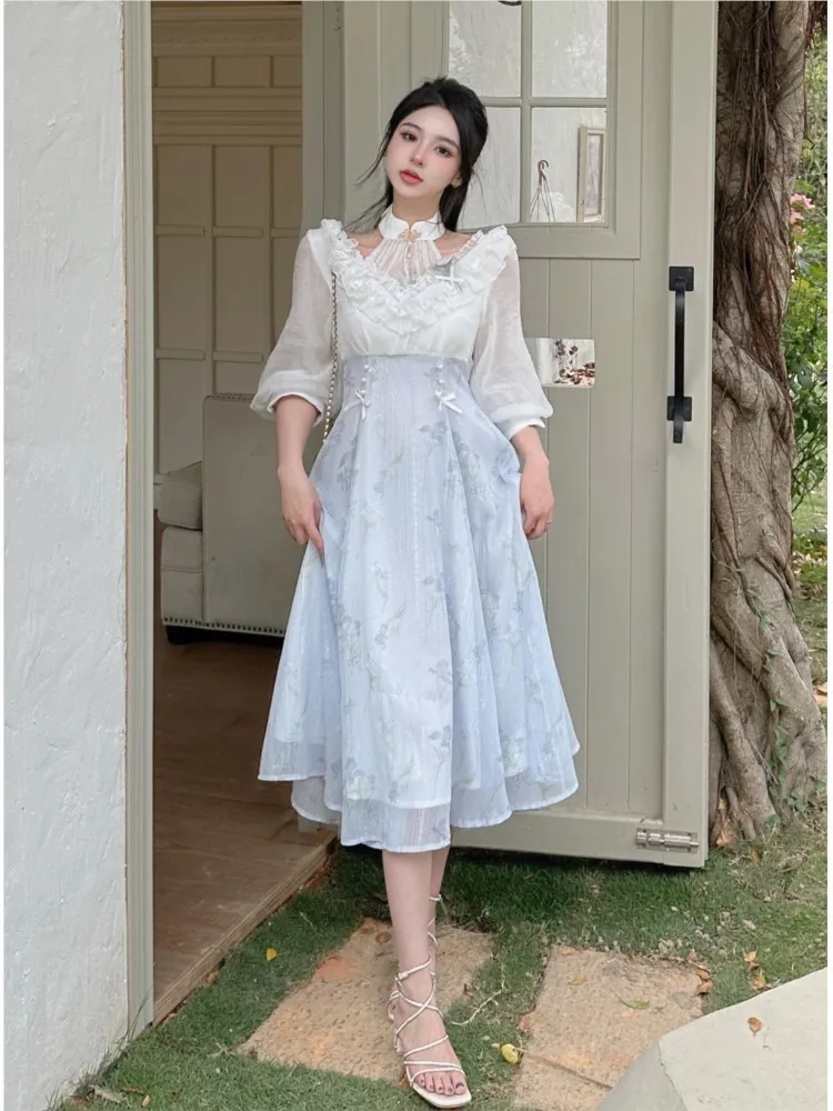 فستان نسائي صيفي أنيق فرنسي عت - مراجعة French Vintage Floral Midi Dress وسعره