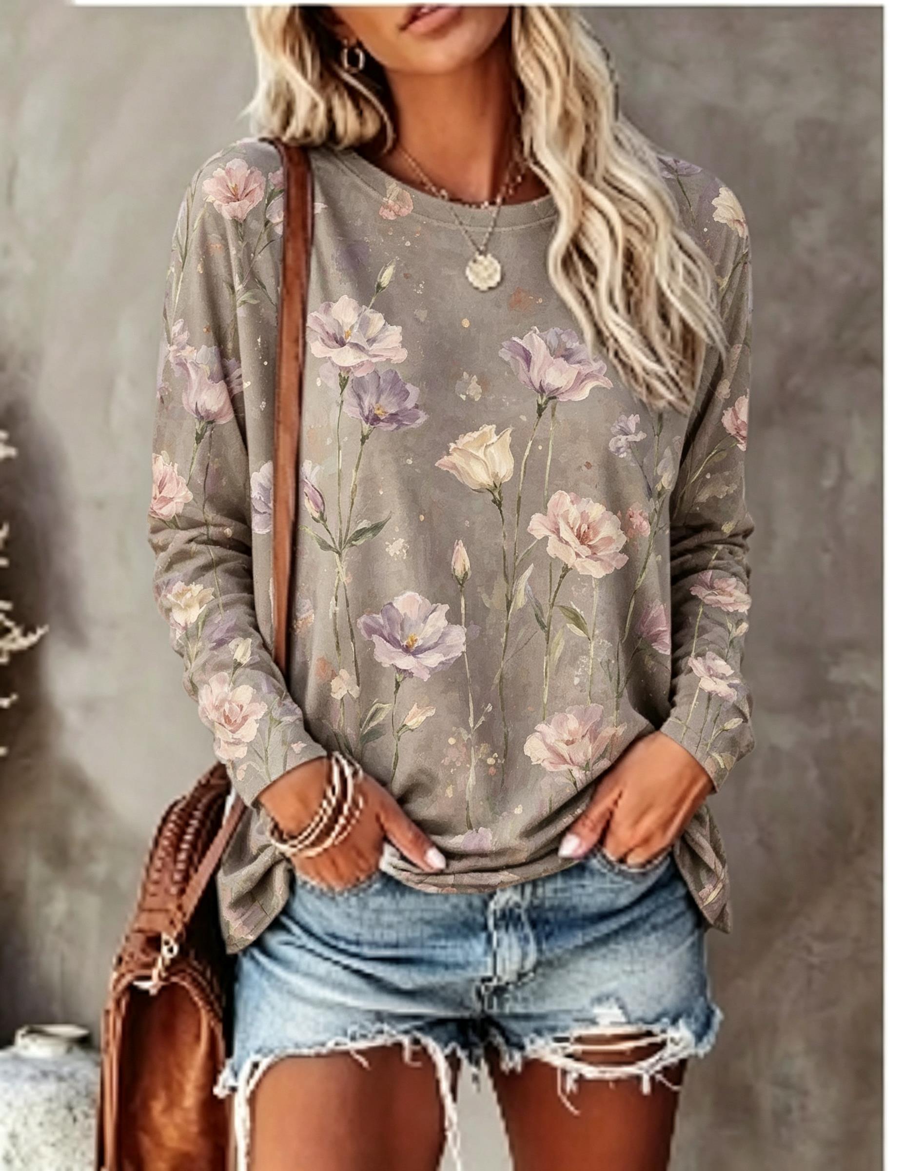 قميص نسائي بأكمام طويلة بطبعة  - مراجعة Blouses وسعره