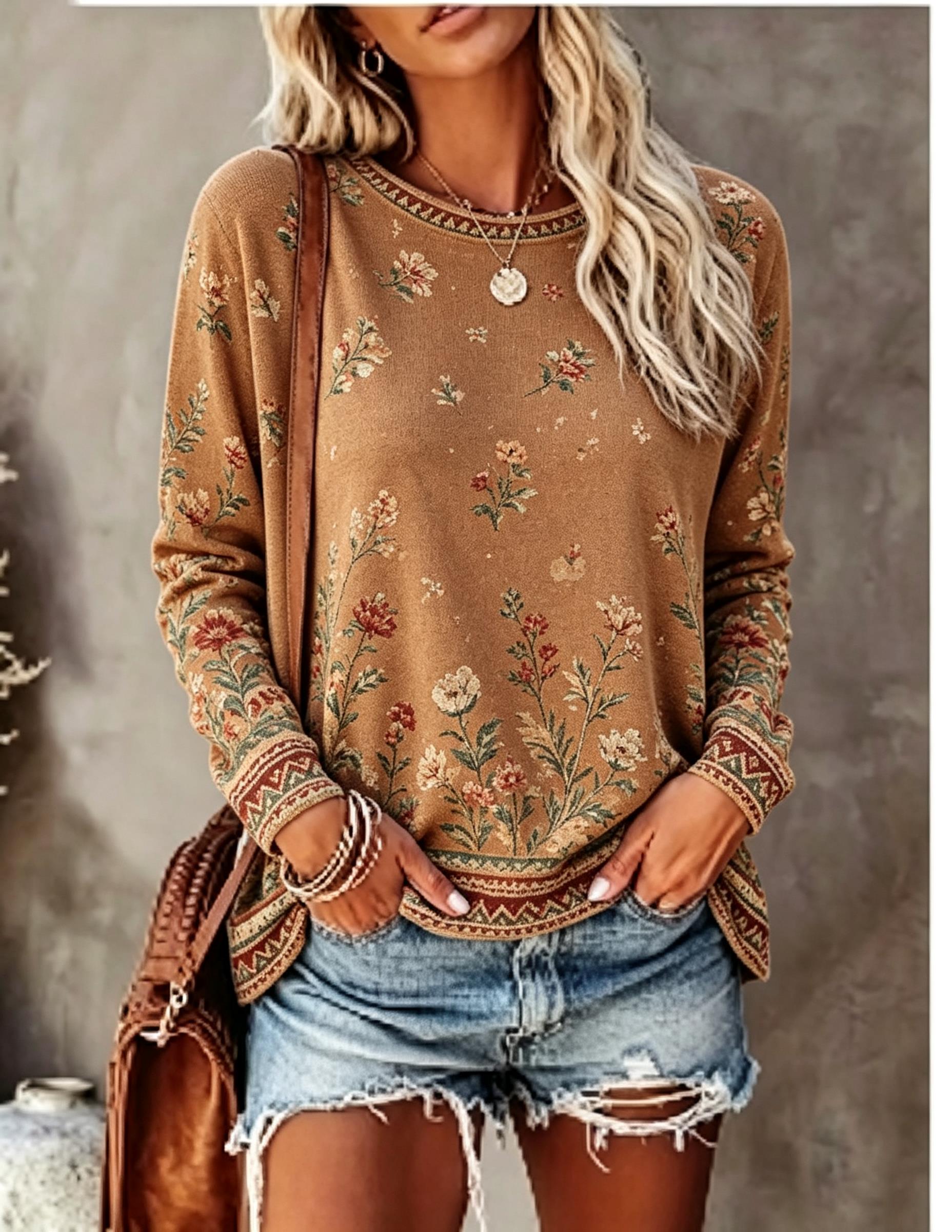 تي شيرت نسائي برقبة دائرية وأك - مراجعة Blouses وسعره